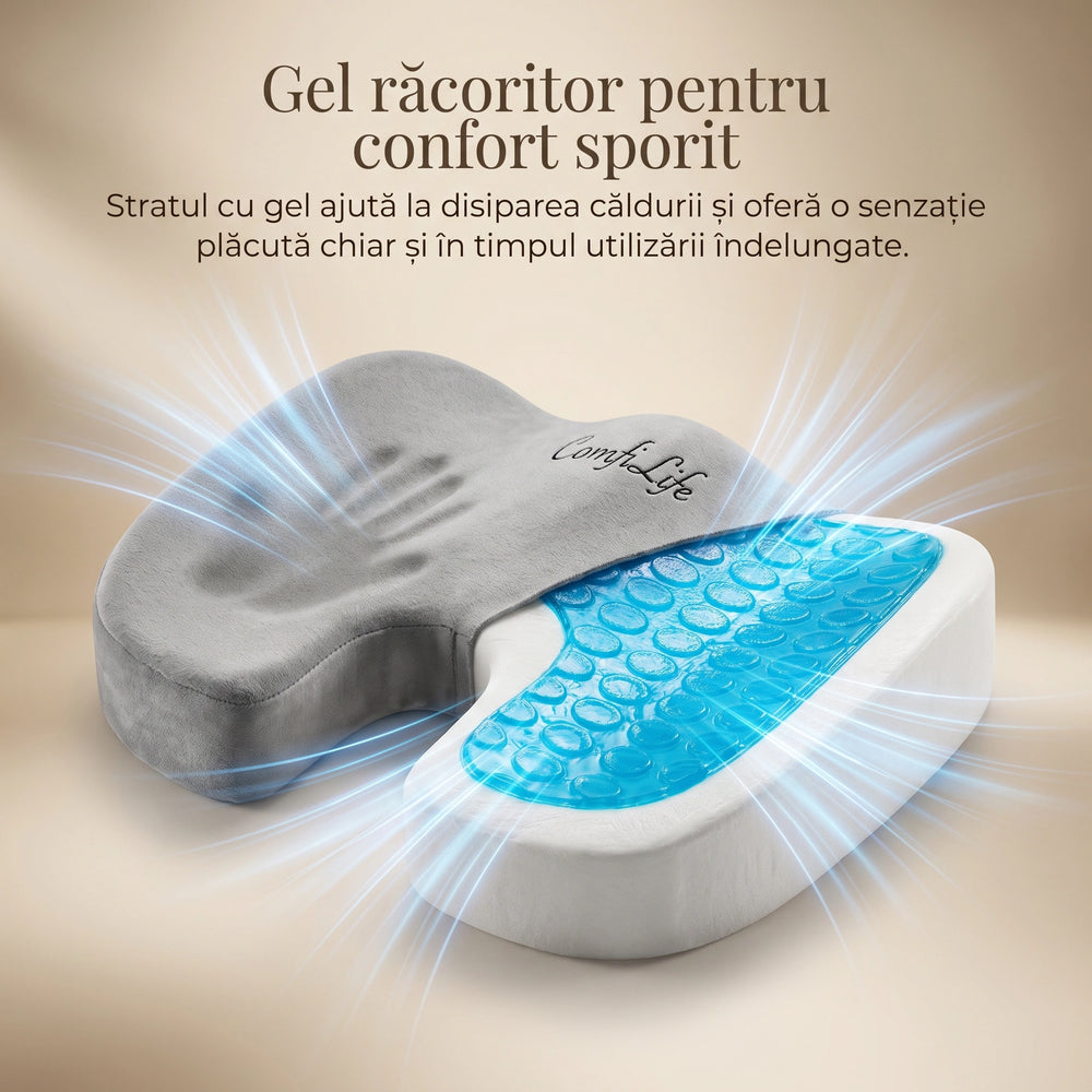 Pernă ortopedică de șezut ORTO COCCIS Gel Catifea, imaginea 4