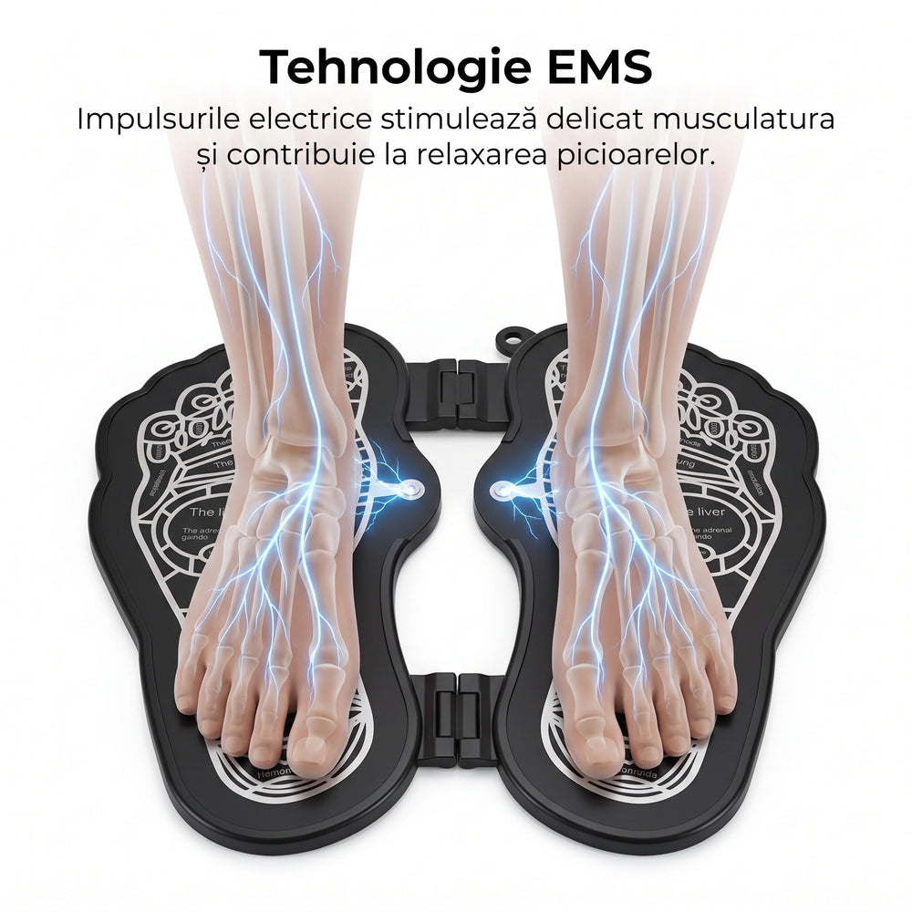 Covoraș de masaj picioare cu electrostimulare EMS, pliabil