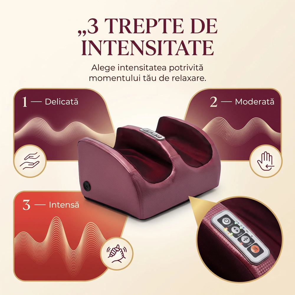 Aparat masaj picioare Shiatsu cu 20 role, vișiniu, imaginea 4