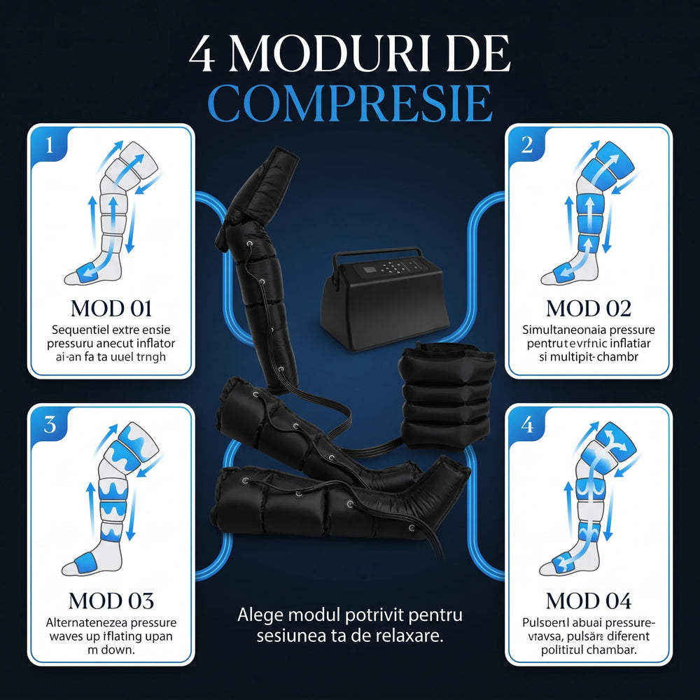 Aparat de presoterapie 4 în 1 cu compresie cu aer