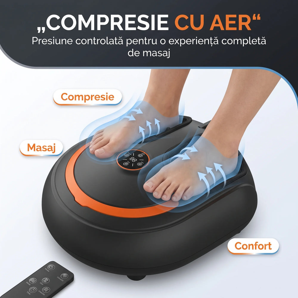 Aparat masaj picioare Shiatsu 3D cu compresie aer si incalzire, Negru
