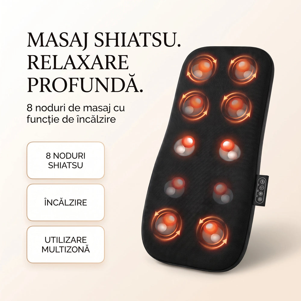 Perna masaj Shiatsu multifunctionala cu incalzire, pentru gat, spate, talie si picioare