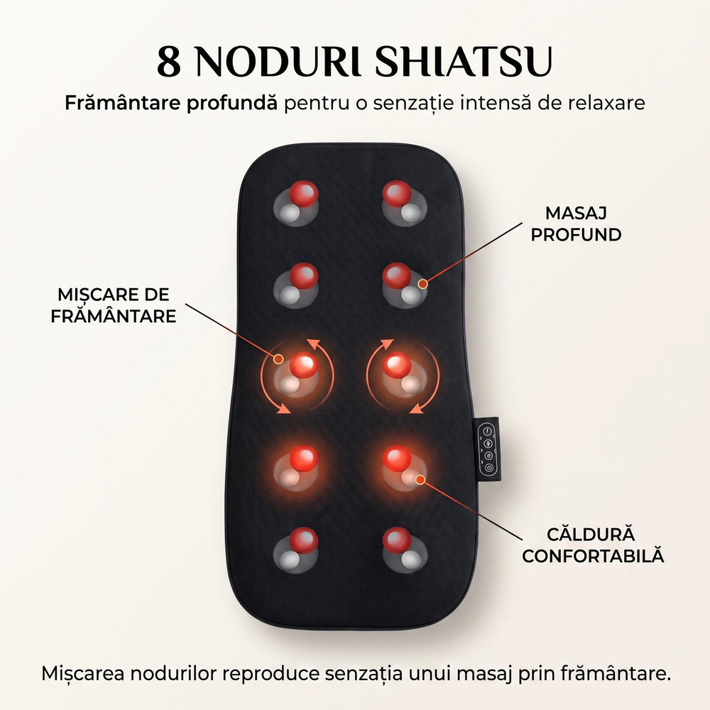 Perna masaj Shiatsu multifunctionala cu incalzire, pentru gat, spate, talie si picioare