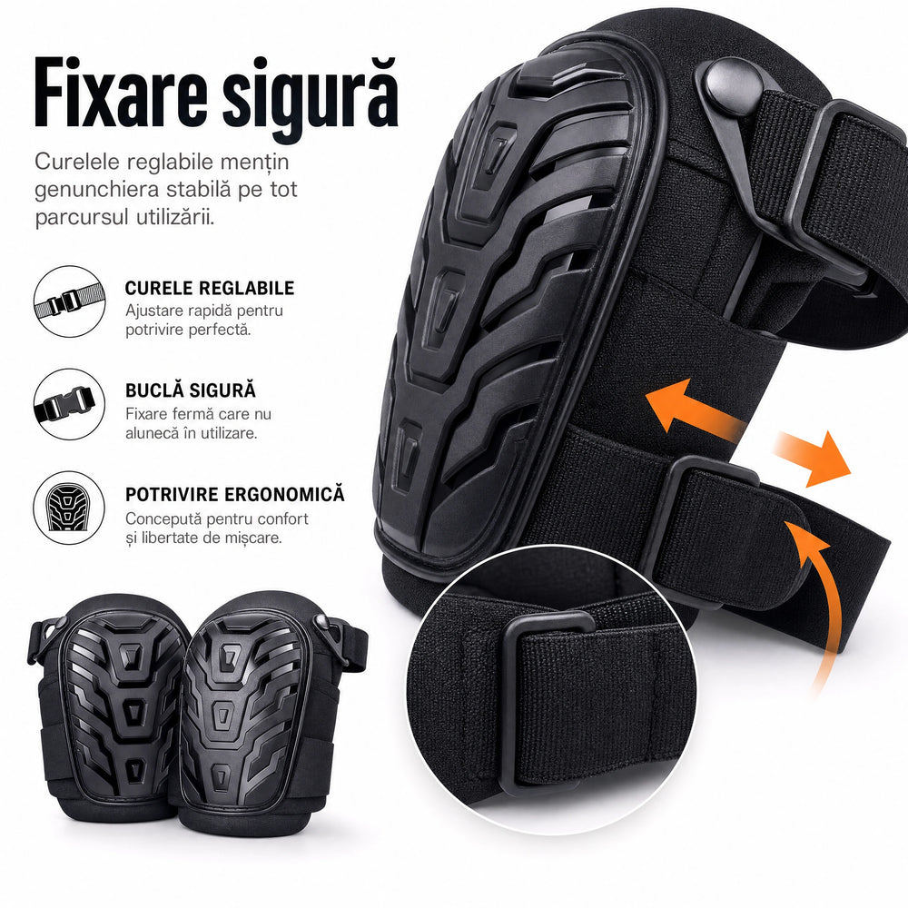 Set de 2 genunchiere de lucru cu gel, în negru