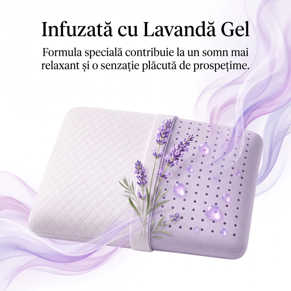 Perna AERO-SAN Lavanda Gel cu memory foam infuzat cu lavandă