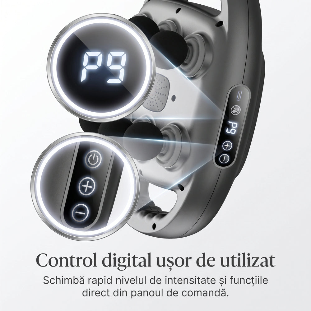 Pistol de masaj corporal cu încărcare USB-C, în gri