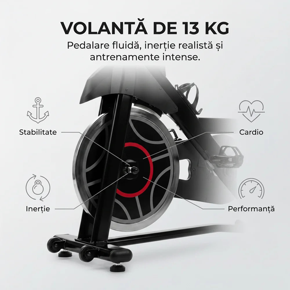 Bicicletă fitness spinning Ortosan SAN301, în negru