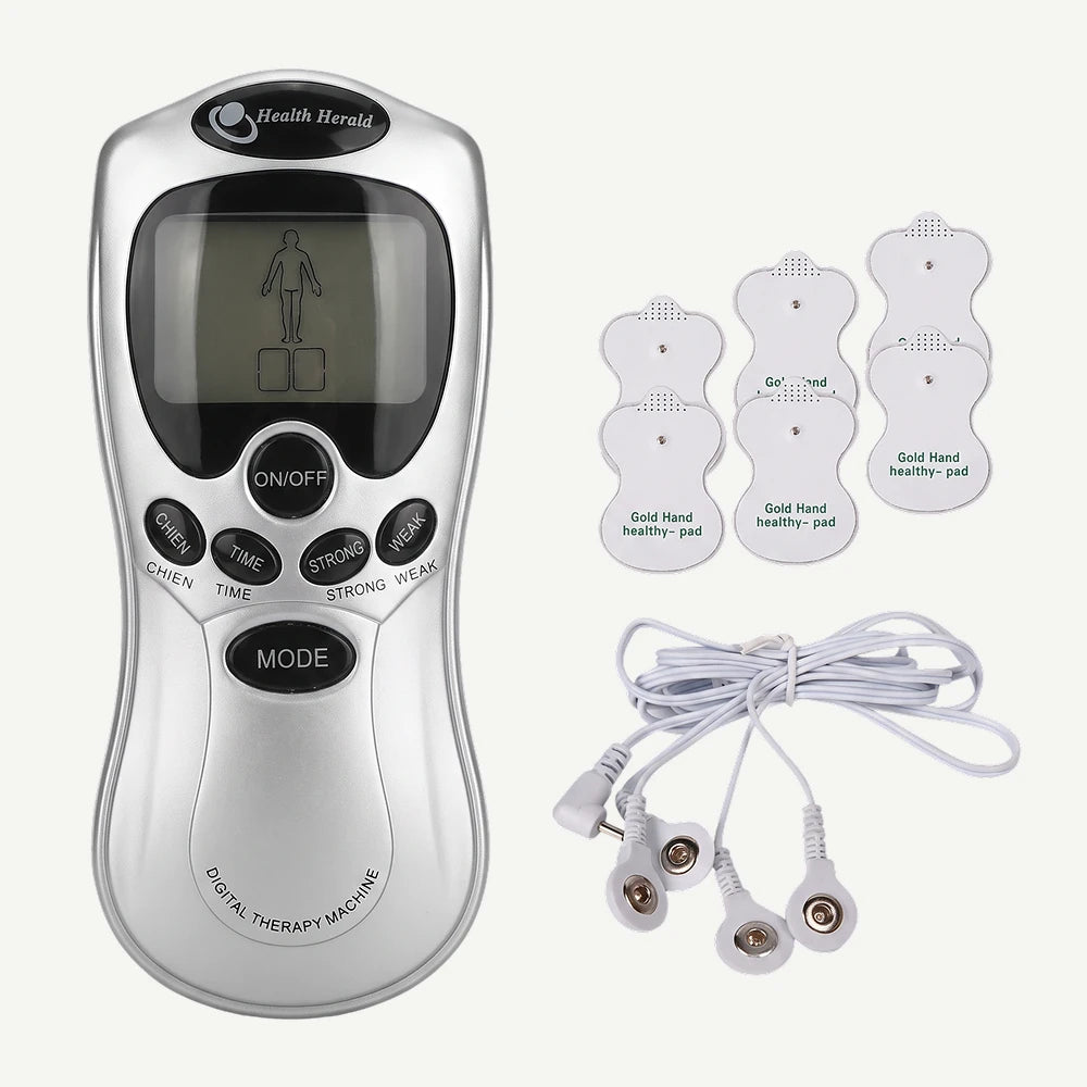 Electrostimulator muscular gri, cu 4 electrozi