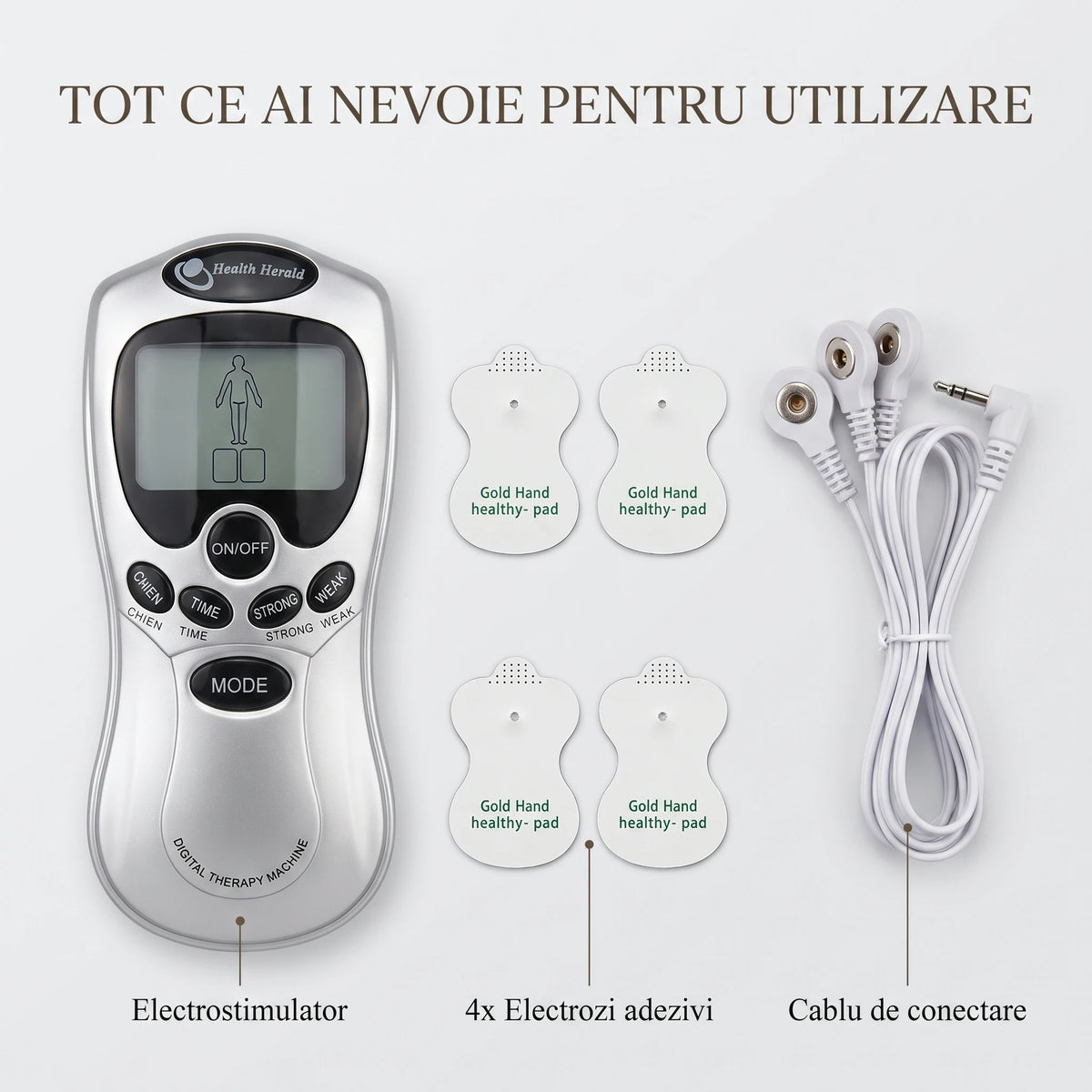 Electrostimulator muscular pentru fizioterapie, în gri