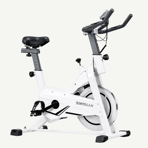 Bicicletă fitness spinning Ortosan SAN290 albă, volantă 10 kg