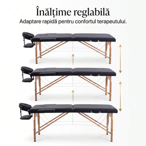 Masa de masaj profesionala pliabila cu tetiera reglabila, husa transport, Negru – imaginea 4