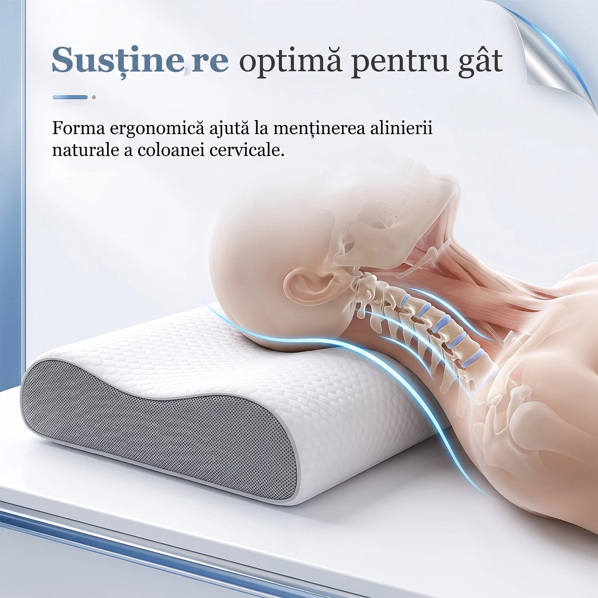 CERVI-SAN REGLABIL, perna cervicala pentru dormit, inaltime reglabila, 3 straturi – imaginea 4