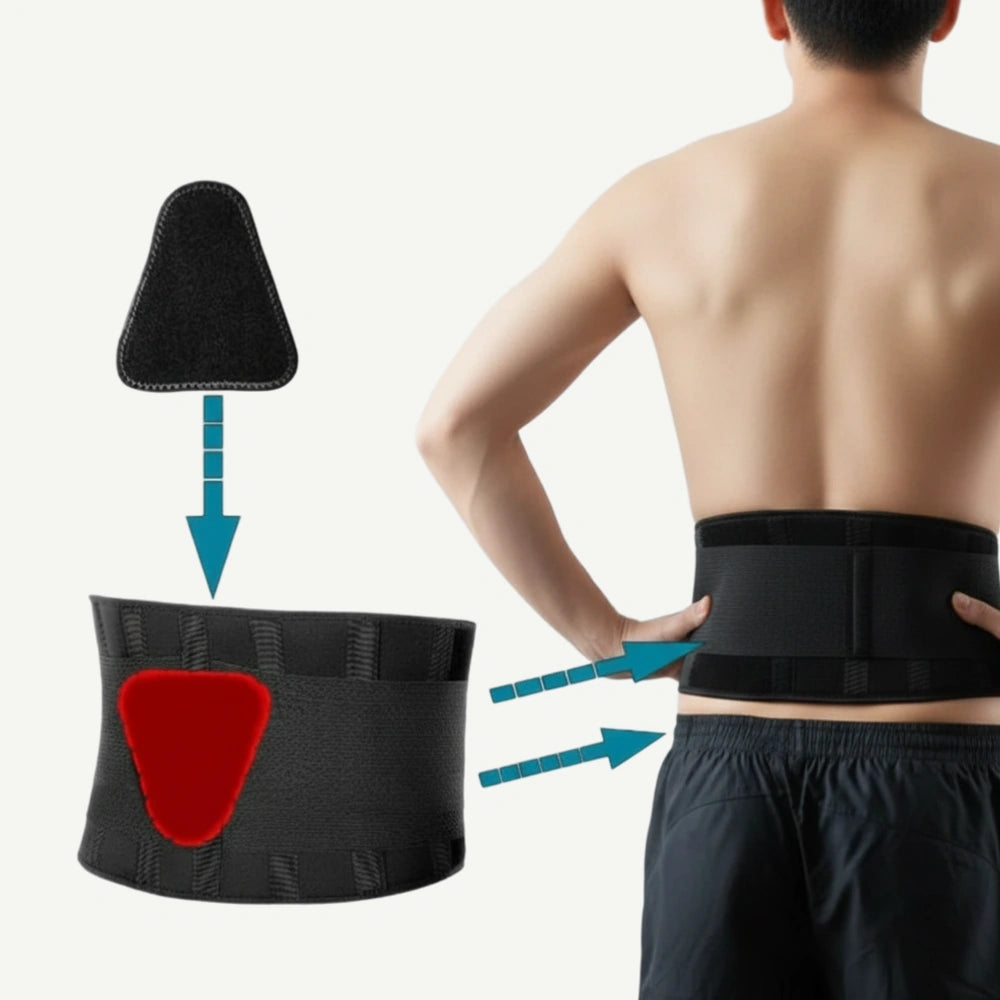 Corset suport lombar cu pad detasabil si compresie dubla ORTO 69, Negru