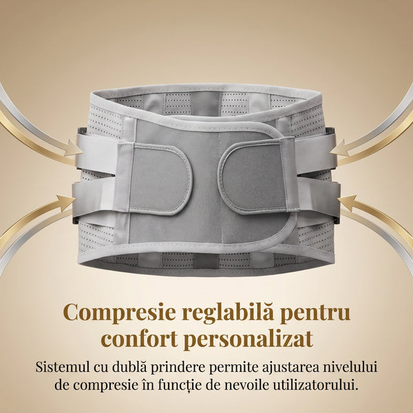 Corset lombar cu suport, 3 paduri detasabile (mesh/plus/magnetic), Gri – imaginea 4