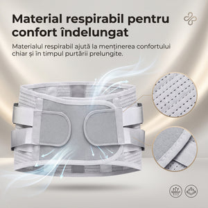 Corset lombar cu suport, 3 paduri detasabile (mesh/plus/magnetic), Gri – imaginea 6