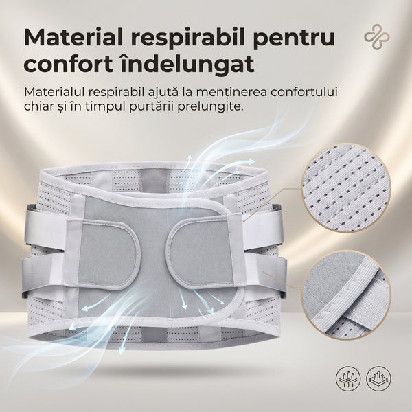 Corset lombar cu suport, 3 paduri detasabile (mesh/plus/magnetic), Gri – imaginea 6