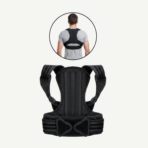 Corset corector postura spate si umeri, cu atele rigide si bretele reglabile, Unisex, Negru