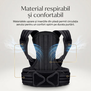 Corset corector postura spate si umeri, cu atele rigide si bretele reglabile, Unisex, Negru – imaginea 4
