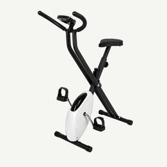 Bicicletă fitness pliabilă neagră cu alb, cu ecran digital