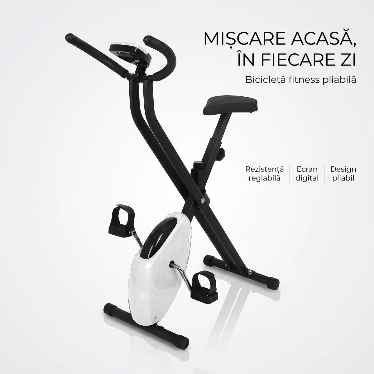Bicicleta fitness pliabilă cu rezistență reglabilă