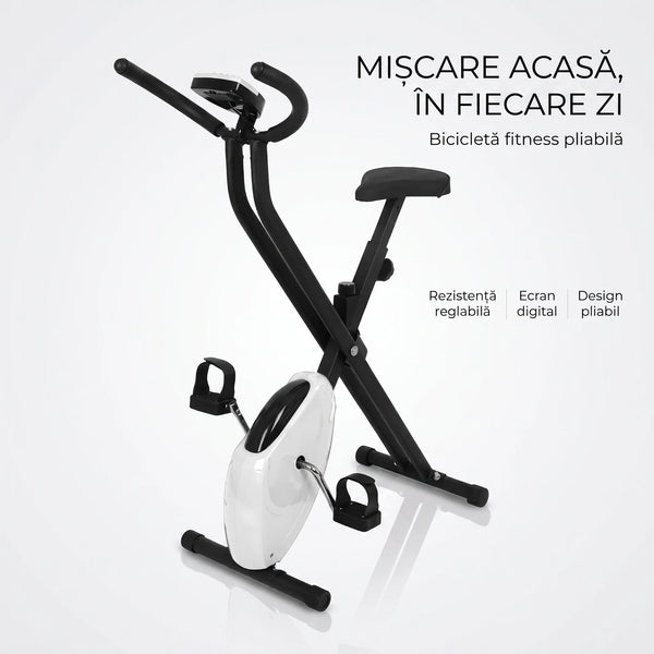 Bicicleta fitness pliabilă cu rezistență reglabilă