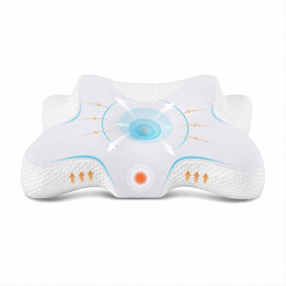 Perna cervicala ortopedica CERVI-SAN Relax memory foam pentru gat si umeri, Alb