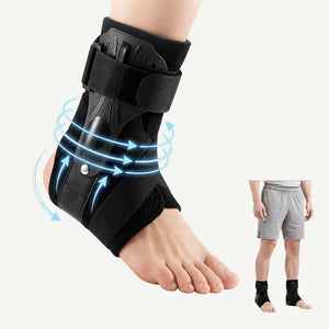 Orteza glezna cu stabilizare, arcuri otel si fixare X-Strap, ajustabila, Negru