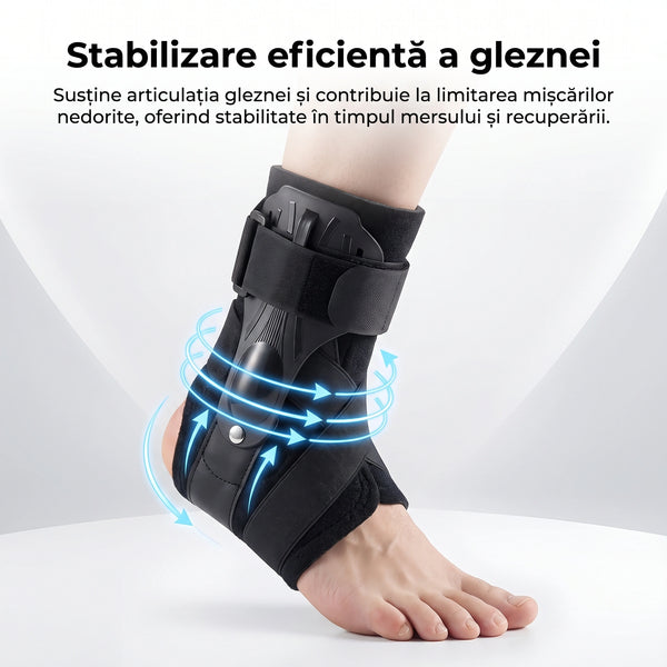 Orteza glezna cu stabilizare, arcuri otel si fixare X-Strap, ajustabila, Negru – imaginea 2