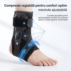 Orteza glezna cu stabilizare, arcuri otel si fixare X-Strap, ajustabila, Negru – imaginea 4