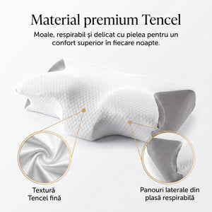Fata de perna ergonomica Tencel, 60×40×12 cm, Alb – imaginea 2