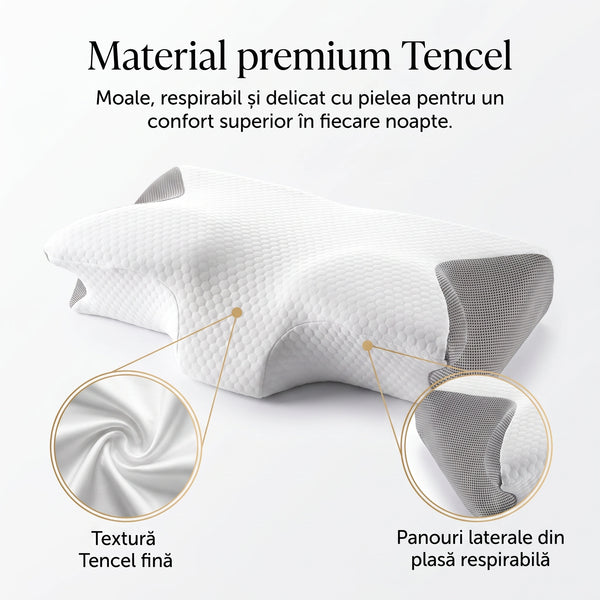 Fata de perna ergonomica Tencel, 60×40×12 cm, Alb – imaginea 2