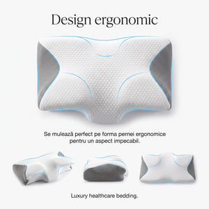 Fata de perna ergonomica Tencel, 60×40×12 cm, Alb – imaginea 4