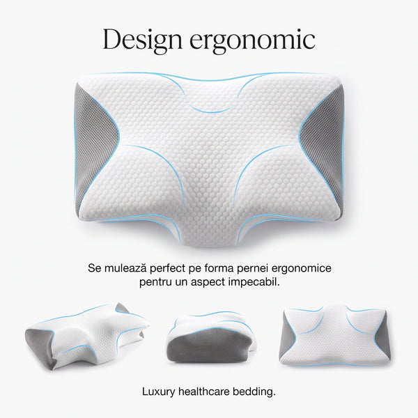 Fata de perna ergonomica Tencel, 60×40×12 cm, Alb – imaginea 4