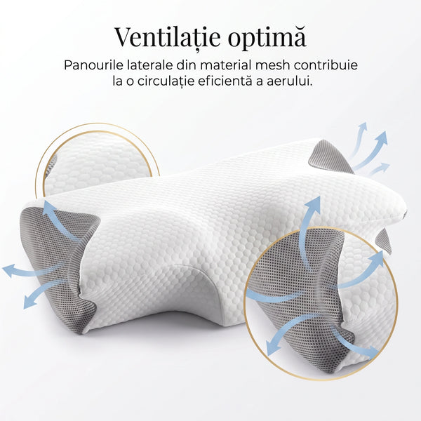 Fata de perna ergonomica Tencel, 60×40×12 cm, Alb – imaginea 6
