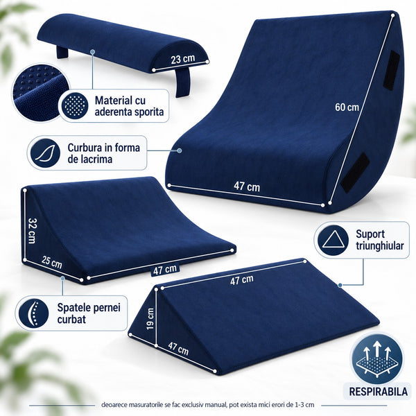 Set 4 perne ortopedice memory foam pentru recuperare, pozitie gravitate zero, ajustabile