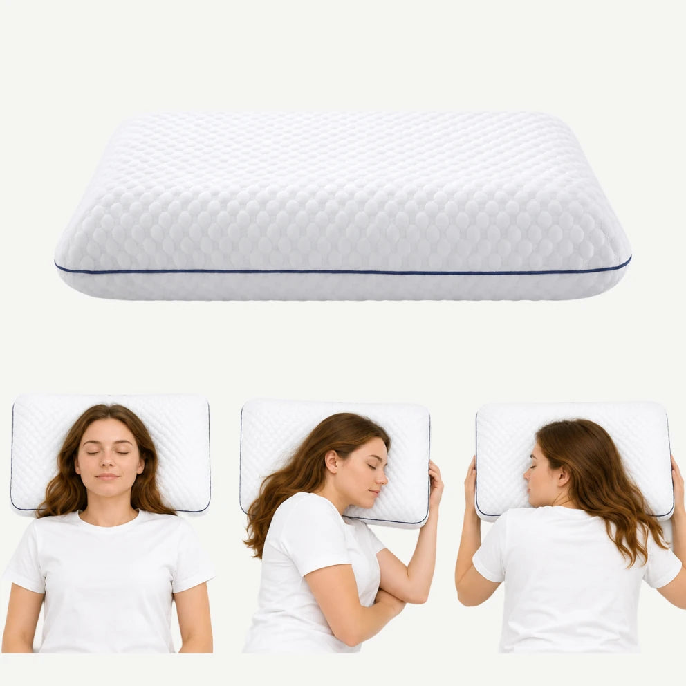 Pernă ortopedică cervicală AERO-SAN din memory foam cu gel, albă