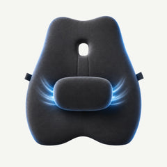 Pernă lombară din memory foam cu suport reglabil, husă catifea neagră