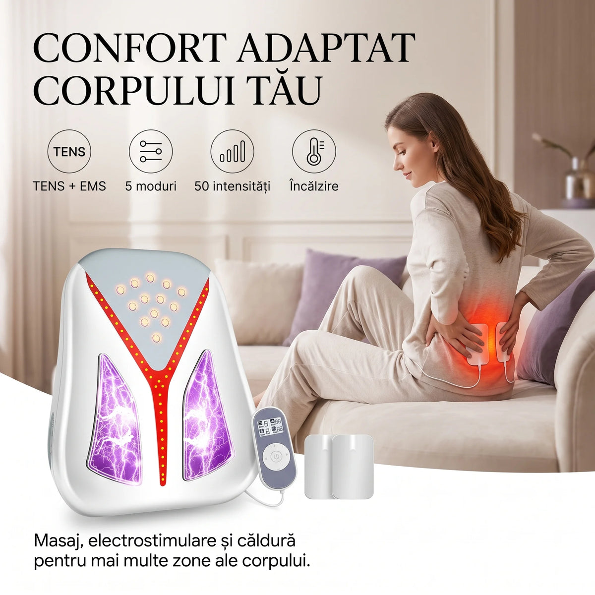 Electrostimulatorul pentru spate, gât, talie, picioare și mâini