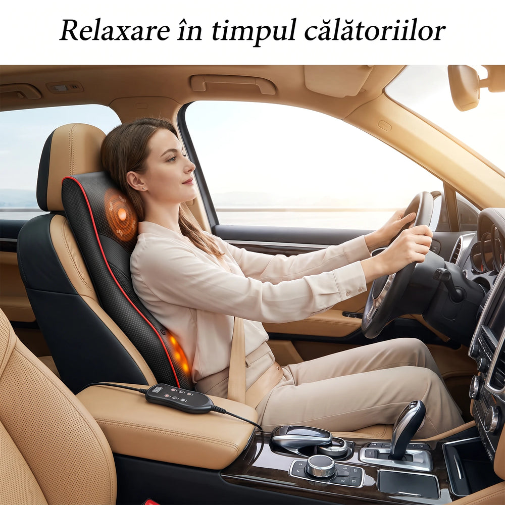 Perna masaj Shiatsu gat si spate cu incalzire, 8 noduri, 3 intensitati