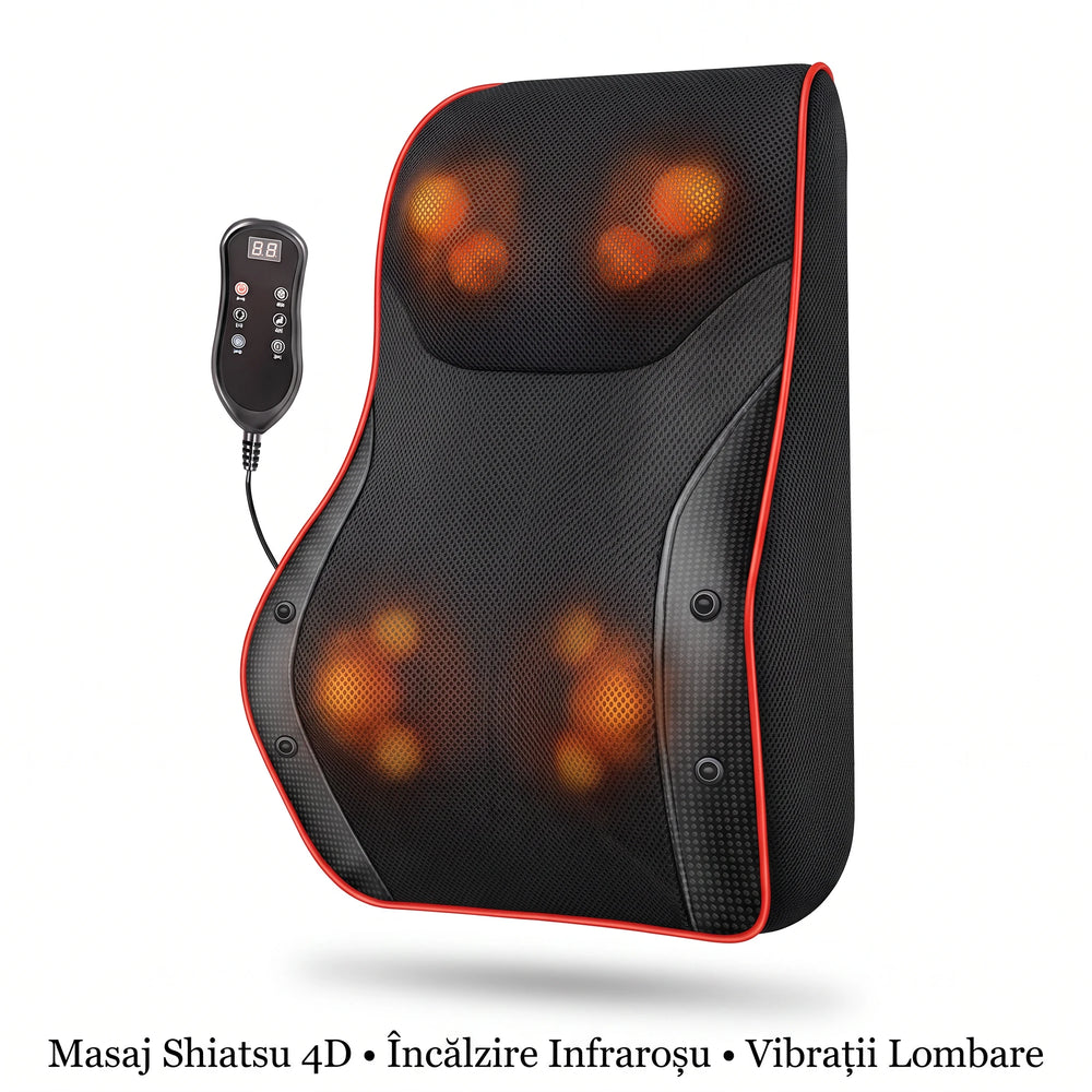 Perna masaj Shiatsu gat si spate cu incalzire, 8 noduri, 3 intensitati
