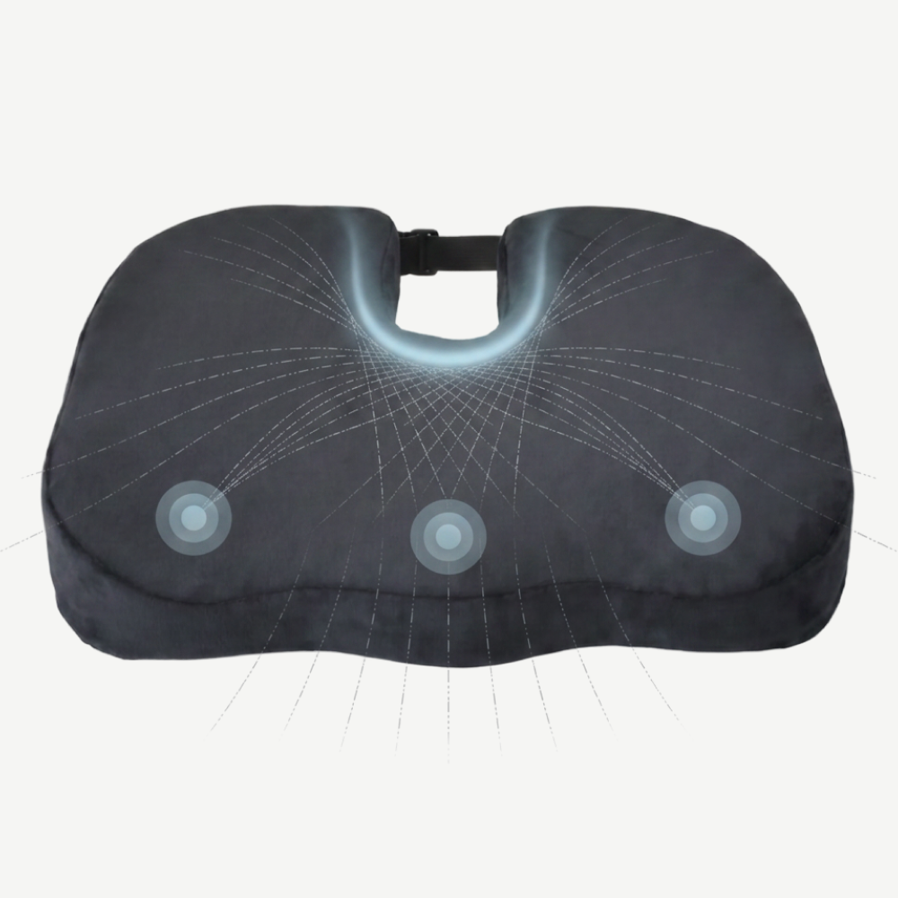 Perna ortopedica sezut memory foam cu gel si ventilatie ORTO COCCIS Aero-Gel, husa catifea
