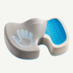 Perna ortopedica sezut ORTO COCCIS GEL CATIFEA, spuma memorie si gel racoritor, Gri