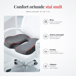 Pernă de șezut pentru birou, ședere prelungită, condus și călătorii