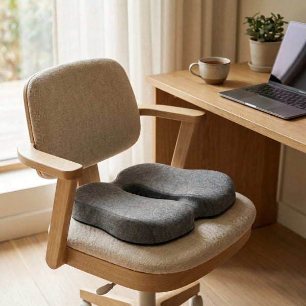 Perna ortopedica sezut tripla protectie prostata/hemoroizi/coccis, memory foam, Gri – imaginea 3
