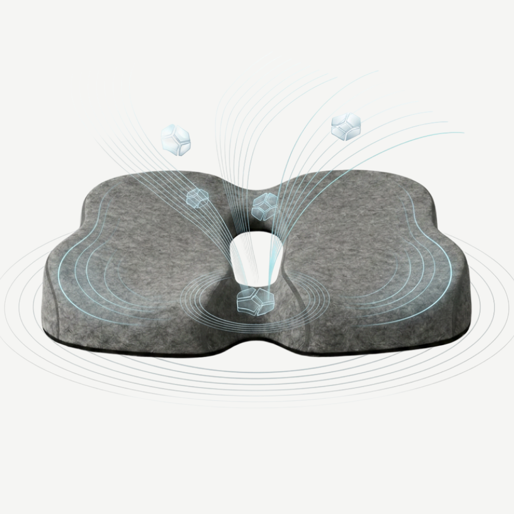 Perna ortopedica sezut tripla protectie prostata/hemoroizi/coccis, memory foam, Gri