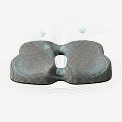 Pernă ortopedică de șezut cu triplă protecție, din memory foam, gri