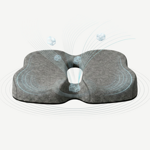Pernă ortopedică de șezut cu triplă protecție, din memory foam, gri