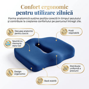 Perna ortopedica sezut memory foam cu gel si ventilatie ORTO COCCIS Plus Aero-Gel, Alb – imaginea 4