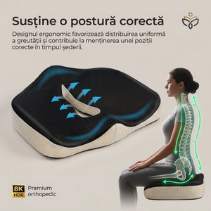 Perna ortopedica sezut ORTO COCCIS STRONGER, spuma memorie fermitate extra, husa Mesh – imaginea 6