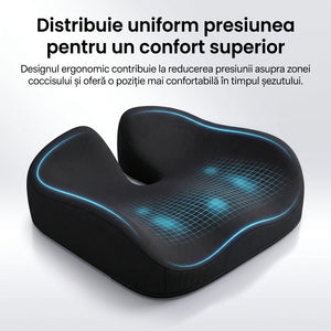 Perna ortopedica sezut memory foam ORTO COCCIS Plus, husa mesh 3D, Negru – imaginea 2